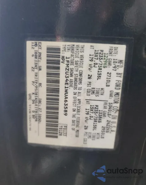 1998 Ford Explorer from USA, damaged, VIN 1FMZU34E1WUA63589